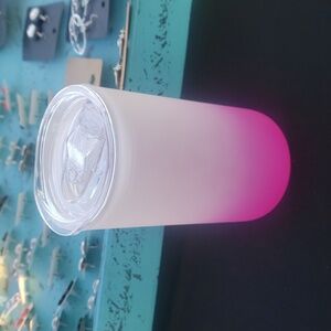 Ombre glass coffee cup with lid